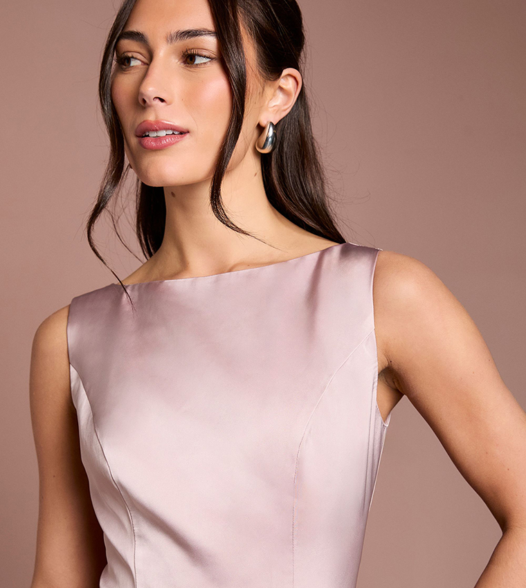 Sleeveless Satin Bridesmaid Dress