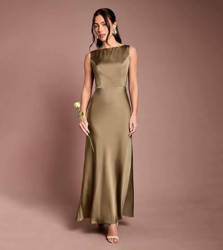 Sleeveless Satin Bridesmaid Dress