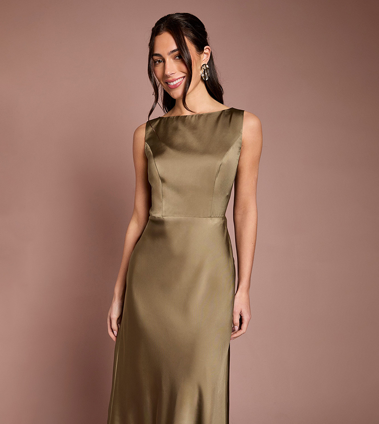 Sleeveless Satin Bridesmaid Dress