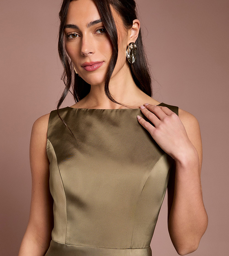 Sleeveless Satin Bridesmaid Dress