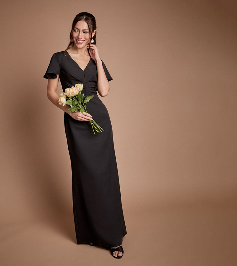Buy Coast Crepe Fold Detail Bridesmaid Maxi Dress In BLACK | 6thstreet UAE Buy Coast Crepe Fold Detail Bridesmaid Maxi Dress In BLACK | 6thstreet UAE