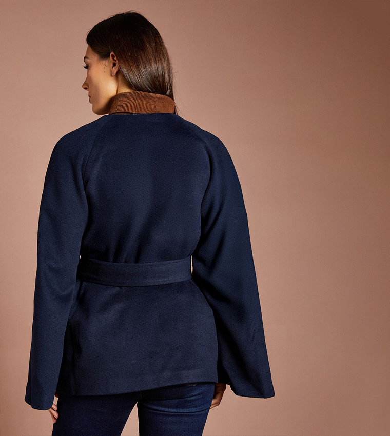 Belted Long Sleeves Cape Coat
