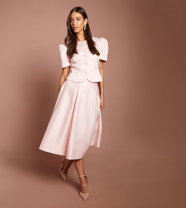 Short Sleeves Button Through Fitted Jacket