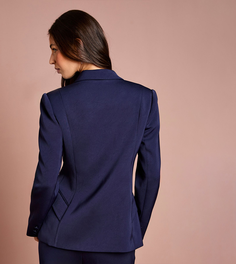 Stitch Detail Double Breasted Blazer