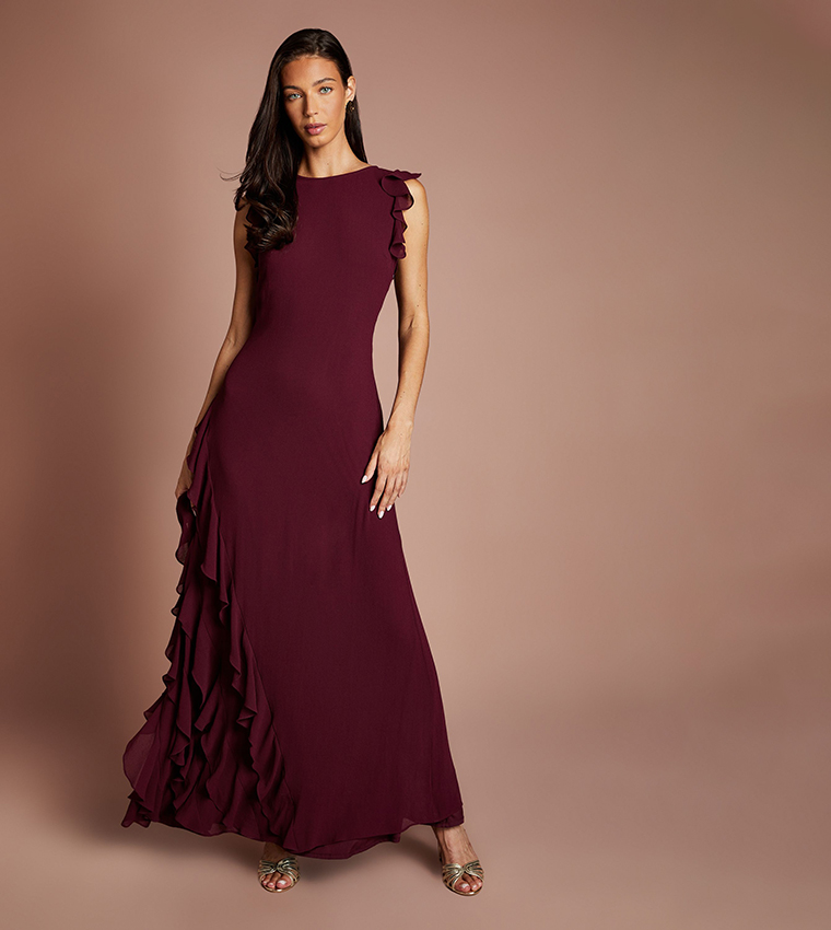 Honoured Ruffle Georgette Maxi Bridesmaid Dress