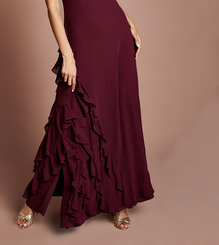 Honoured Ruffle Georgette Maxi Bridesmaid Dress