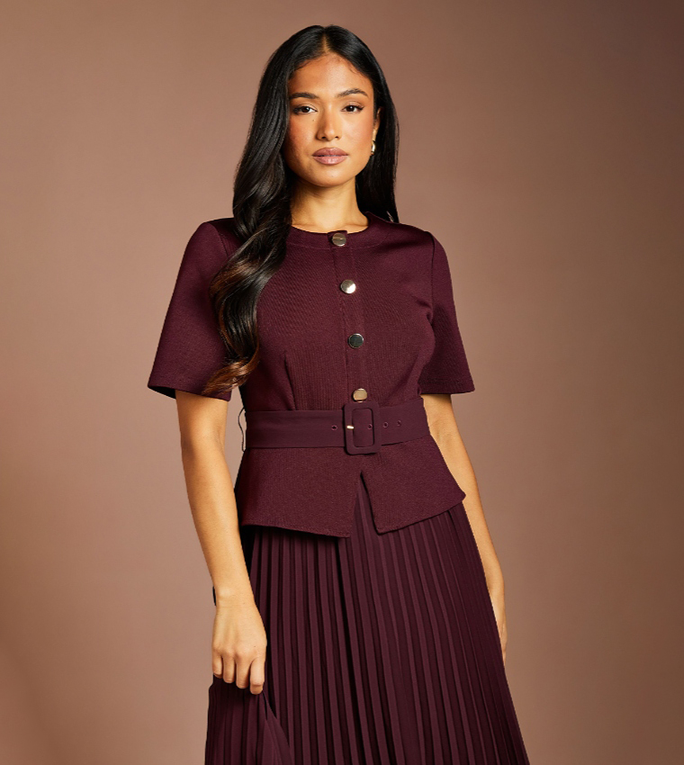 Petite Bandage Pleated Midi Dress