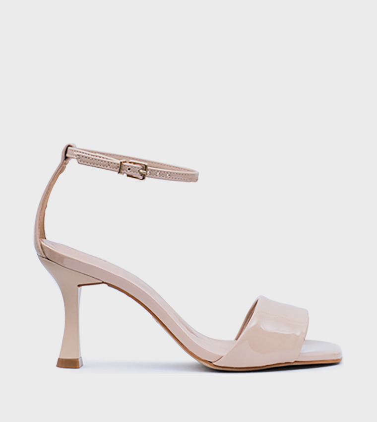 Solid Ankle Strap Heeled Sandals