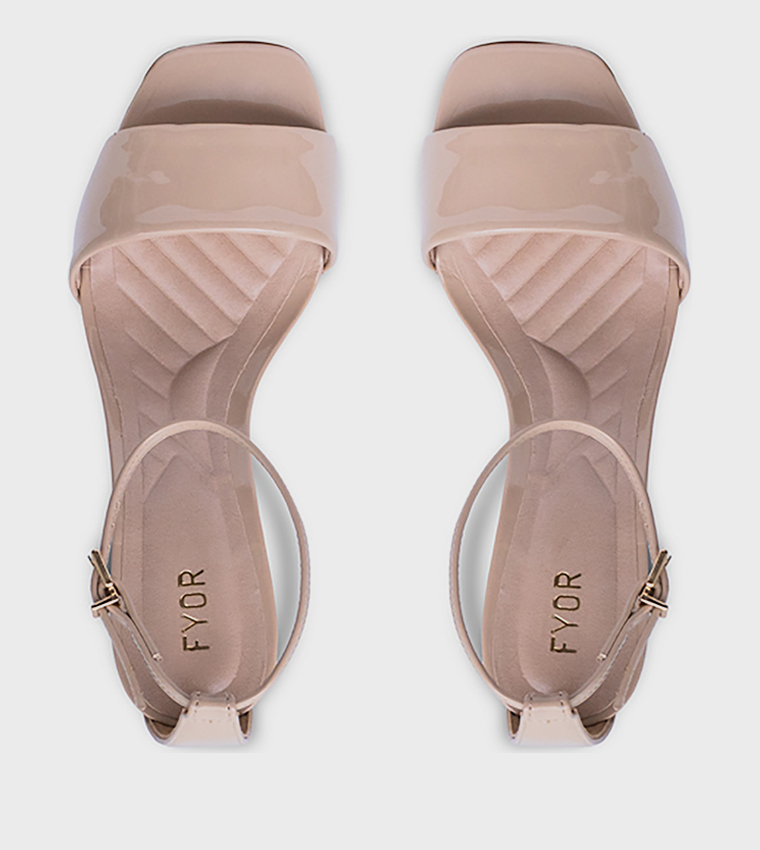 Solid Ankle Strap Heeled Sandals
