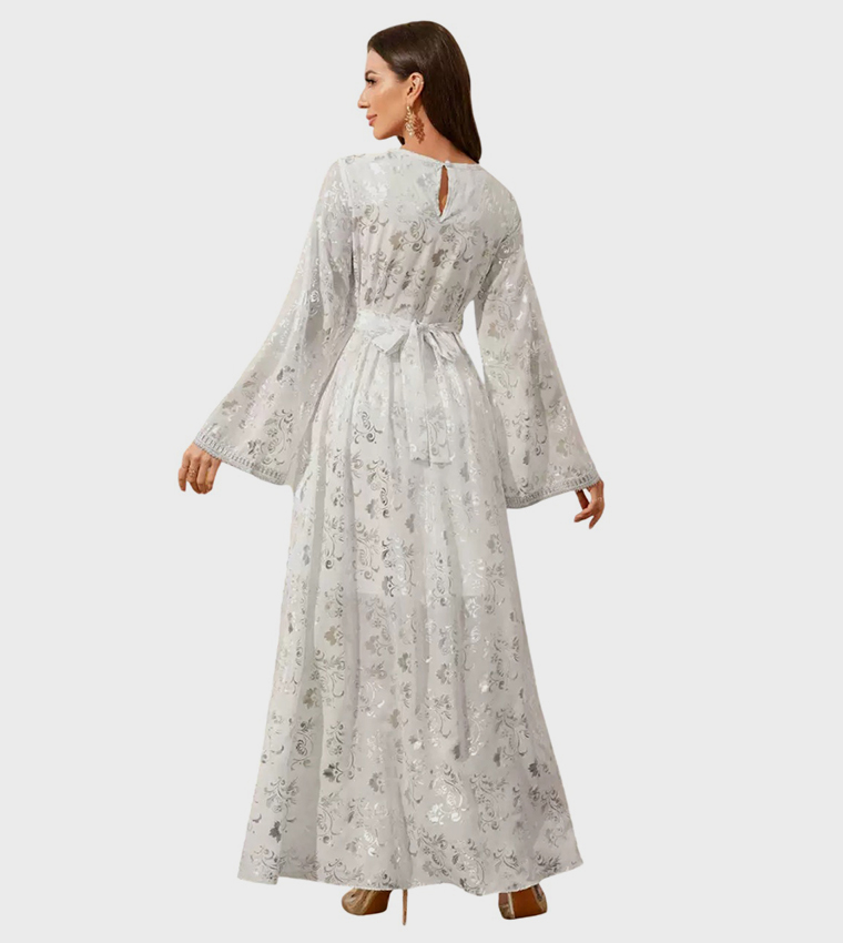 Floral Jacquard Flared Sleeves Jalabiya