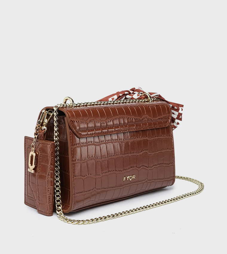 Textured Crossbody Bag with Coin Pouch