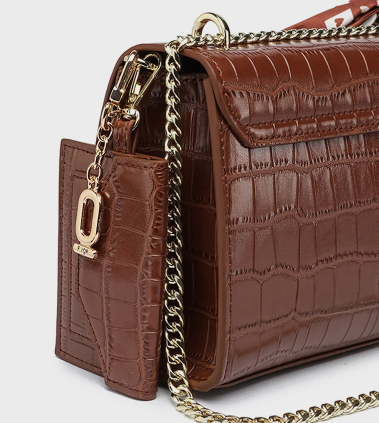 Textured Crossbody Bag with Coin Pouch