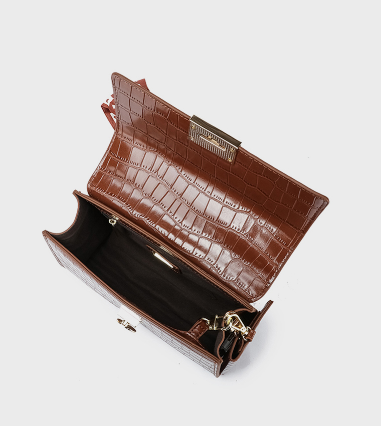 Textured Crossbody Bag with Coin Pouch