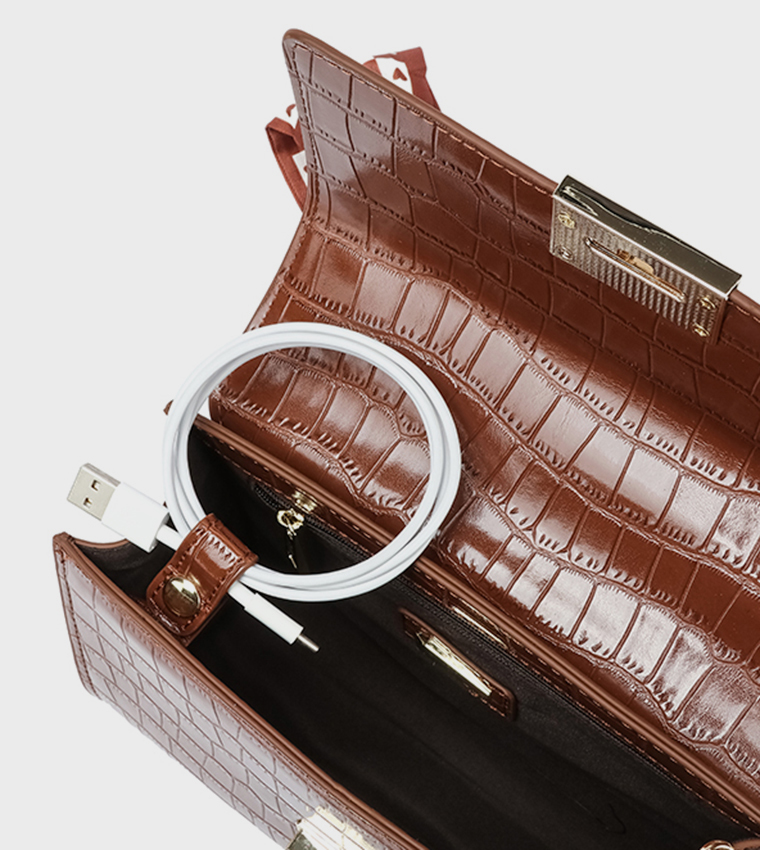 Textured Crossbody Bag with Coin Pouch