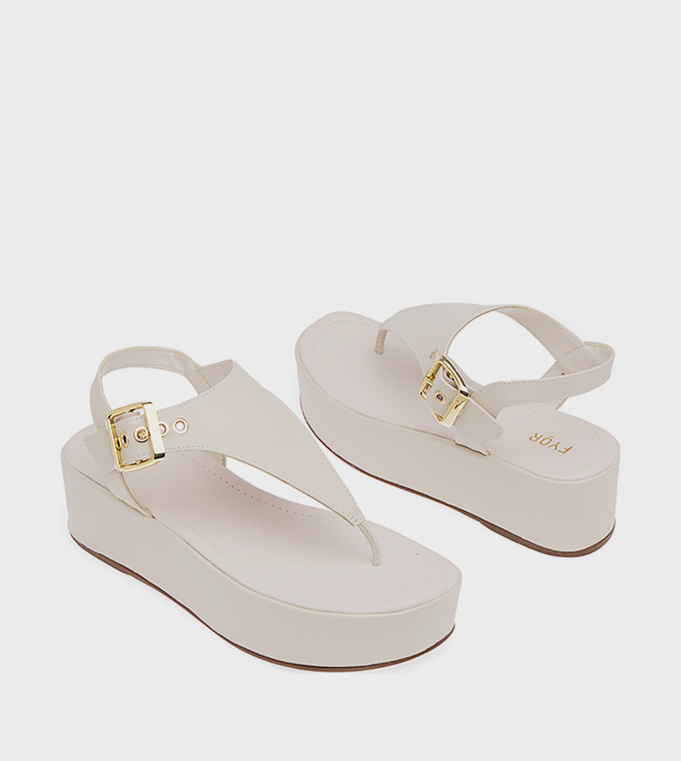 Solid Buckle Detail Platform Sandals