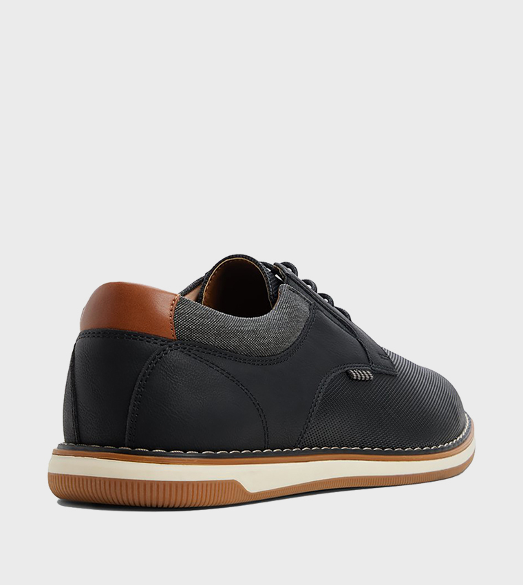 BELLIS Textured Round Toe Lace Up Casual Shoes
