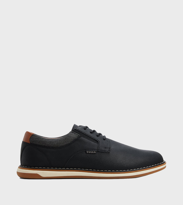 BELLIS Textured Round Toe Lace Up Casual Shoes