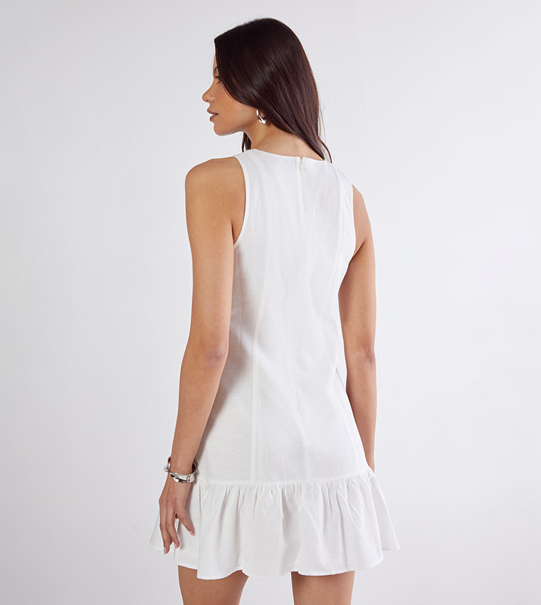 Buy Nasty Gal Linen Mix Seamed Peplum Hem Mini Dress In White | 6thstreet  Qatar