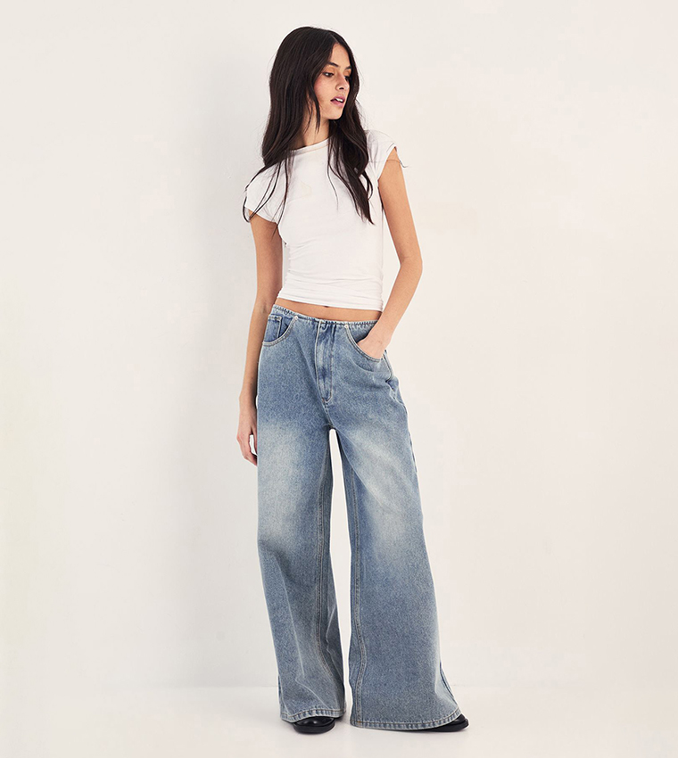 Faded Low Waist Baggy Jeans