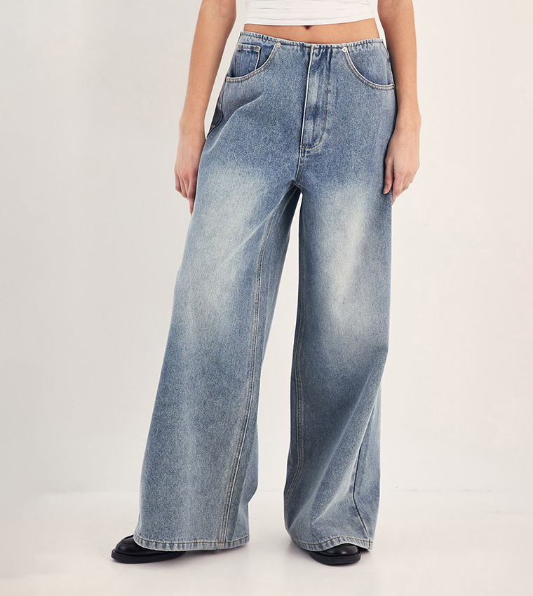 Faded Low Waist Baggy Jeans