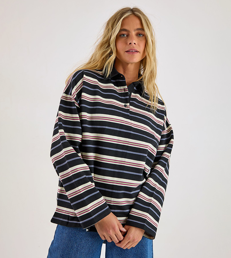 تيشيرت بولو مخطط كم طويل