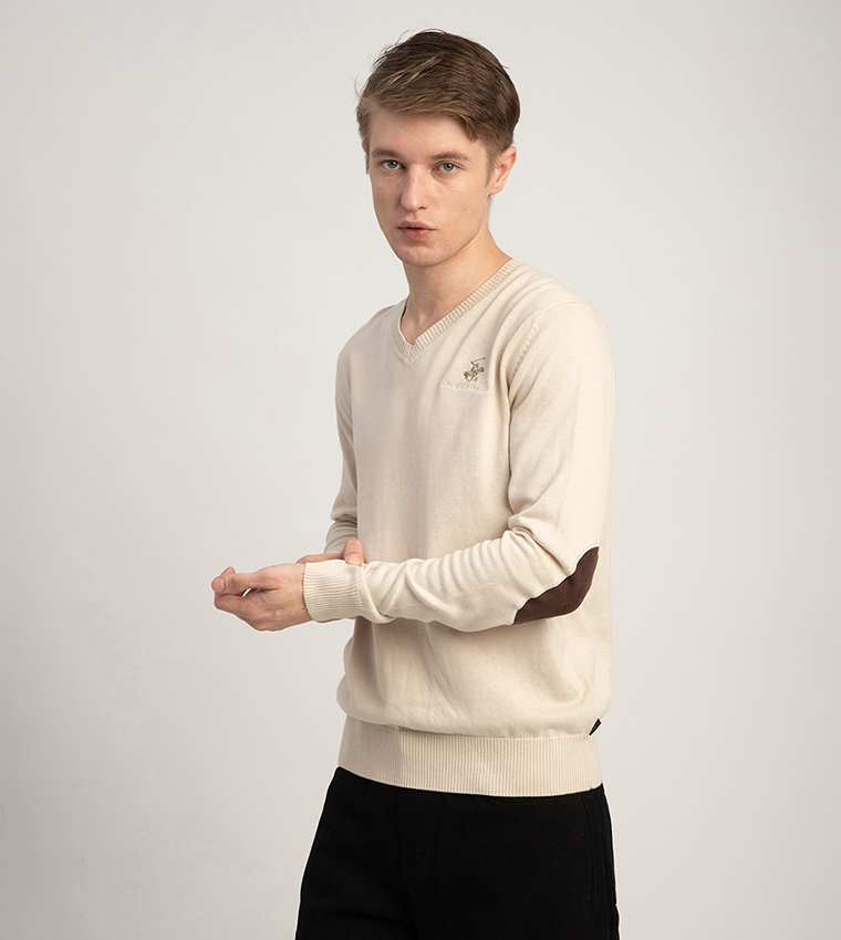 Logo Embroidered V-Neck Sweater