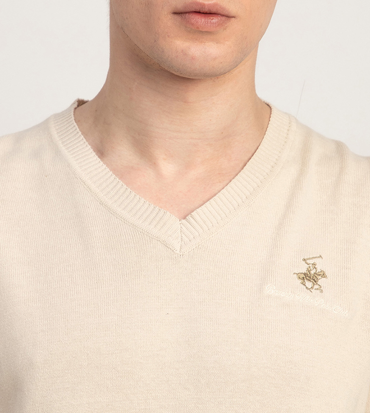 Logo Embroidered V-Neck Sweater