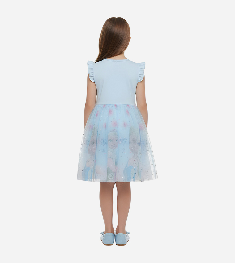 sachin and babi light blue dress Frozen Princess Elsa and Anna Kids Girls dress casual wear main image 0