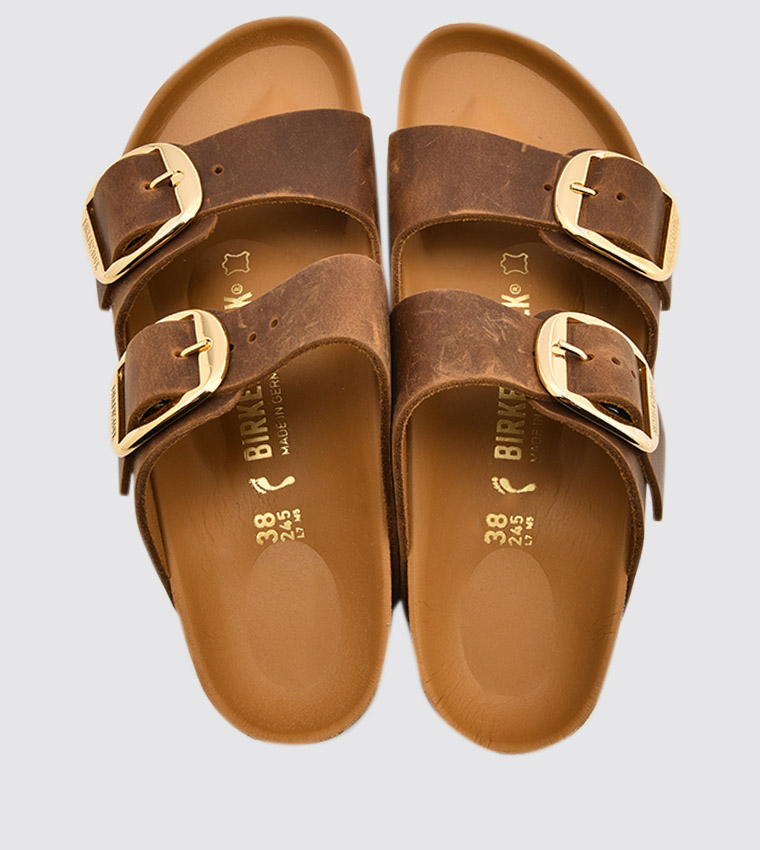 Arizona Big Buckle Oiled Leather Cognac - Narrow Fit