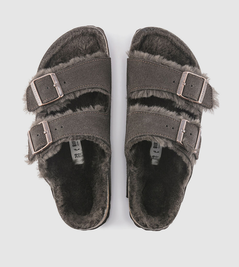 Arizona Shearling Suede Leather Sandals - Narrow Fit