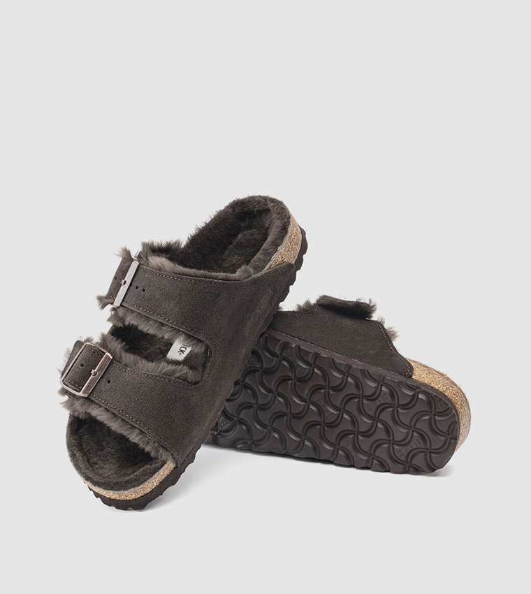 Arizona Shearling Suede Leather Sandals - Narrow Fit