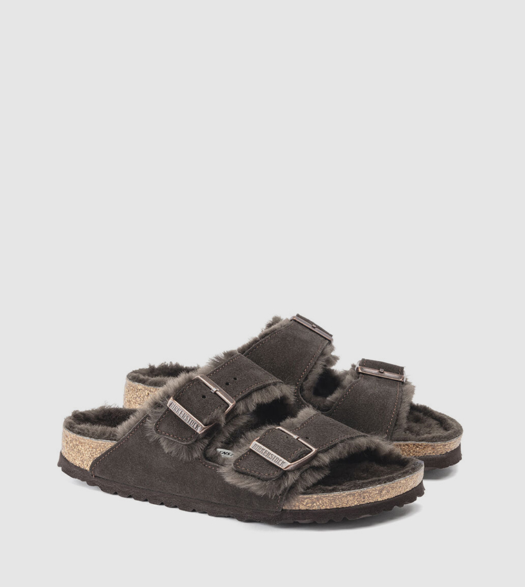 Arizona Shearling Suede Leather Sandals - Narrow Fit