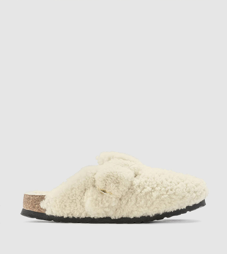 Boston Big Buckle Shearling Fur Eggshell