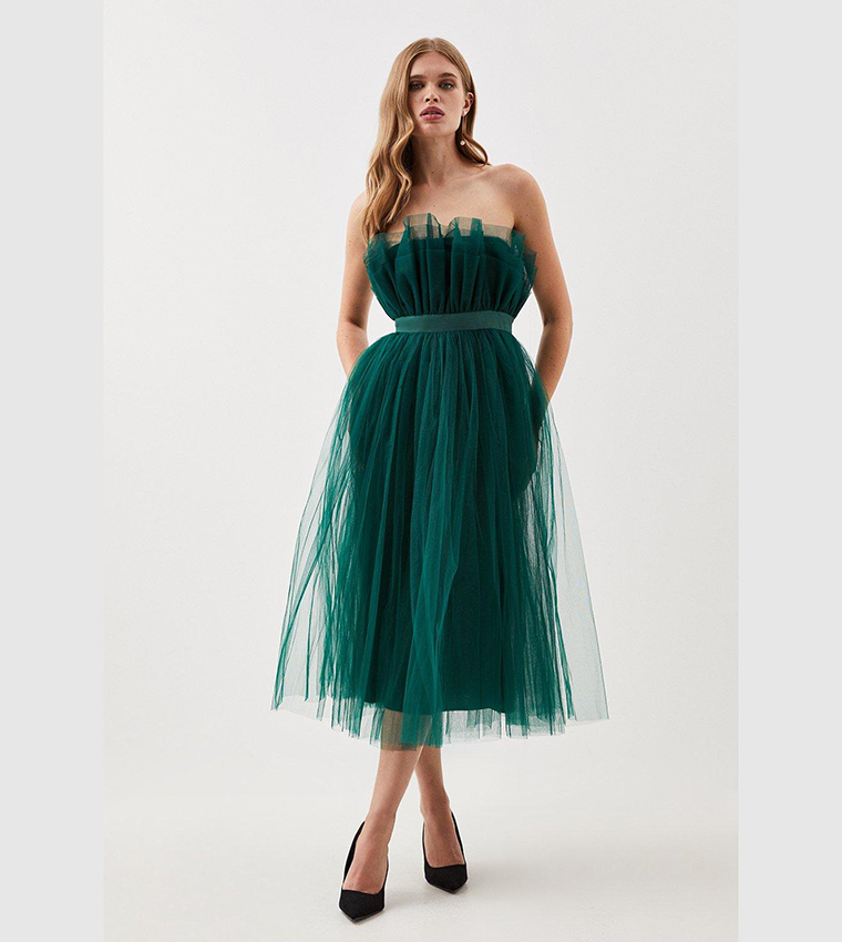 Buy Karen Millen Lydia Millen Corseted Tulle Midi Dress In Emerald | 6thstreet Qatar Buy Karen Millen Lydia Millen Corseted Tulle Midi Dress In Emerald | 6thstreet Qatar