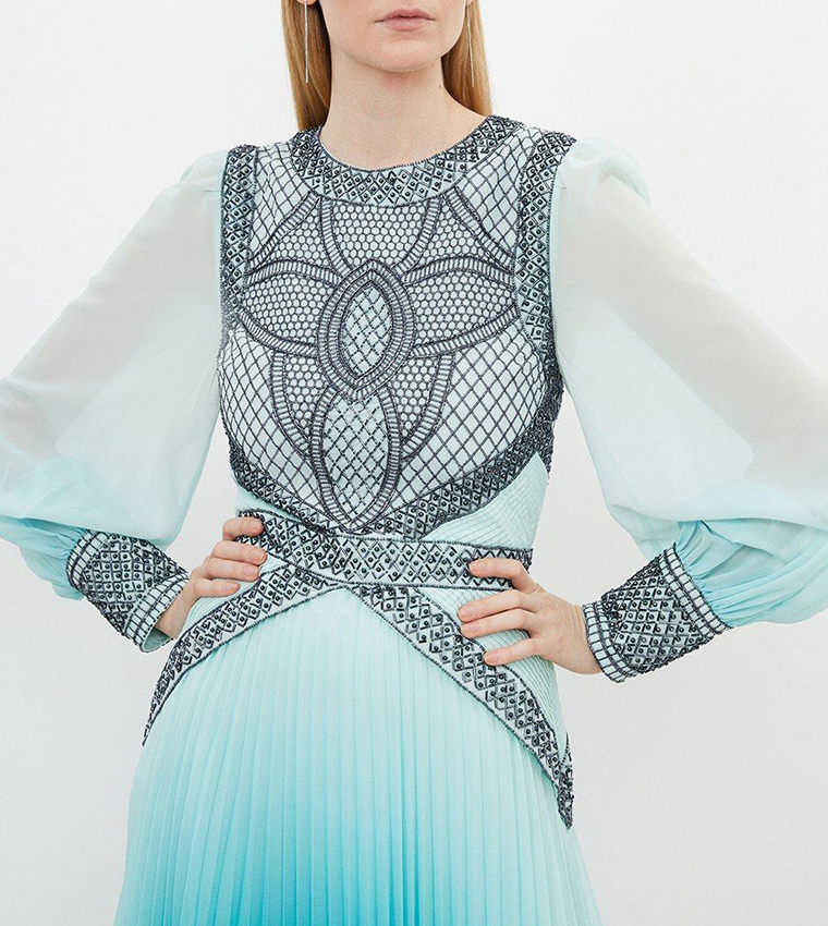 Petite Ombre Embroidery Woven Maxi Dress