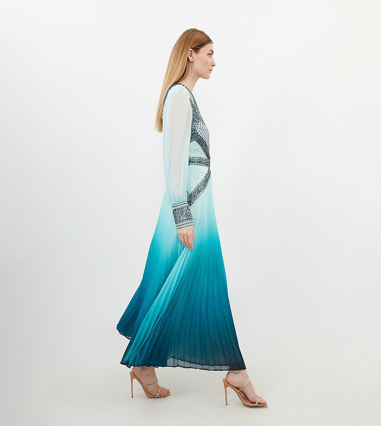 Petite Ombre Embroidery Woven Maxi Dress