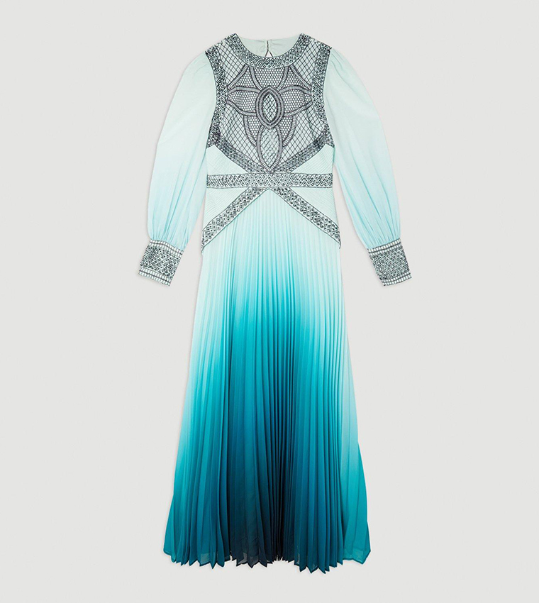 Petite Ombre Embroidery Woven Maxi Dress
