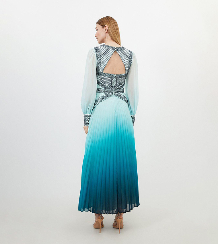 Petite Ombre Embroidery Woven Maxi Dress