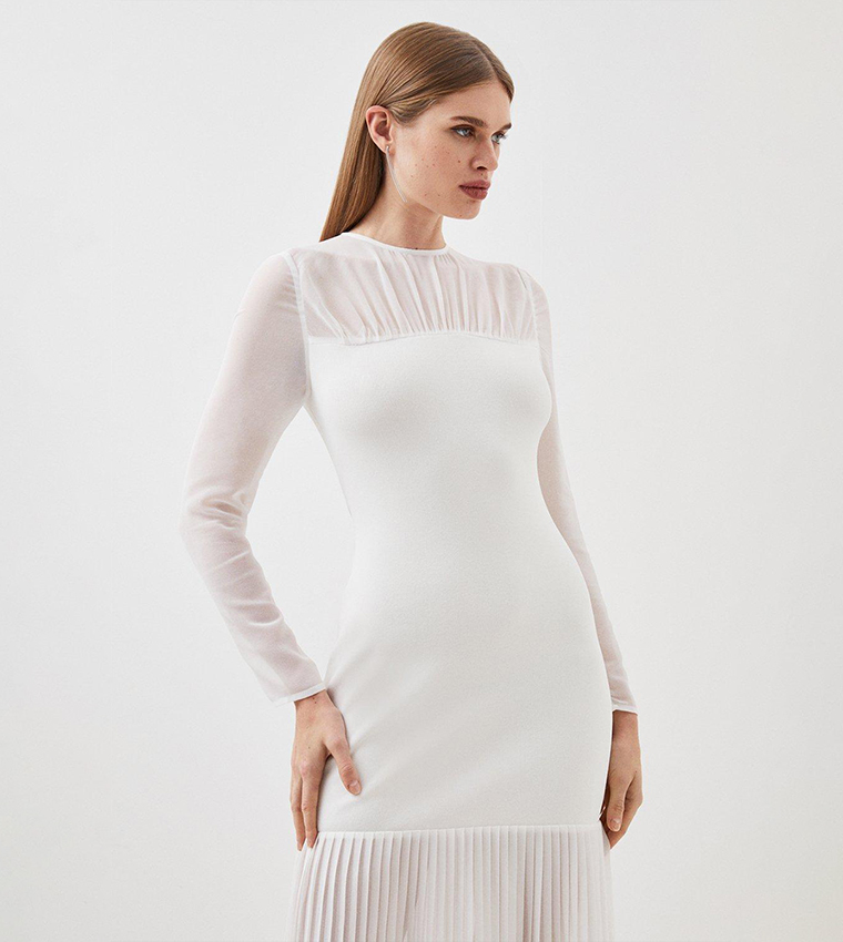 Buy Karen Millen Bandage Figure Form Woven Mix Knit Dress In White |  6thstreet Saudi Arabia
