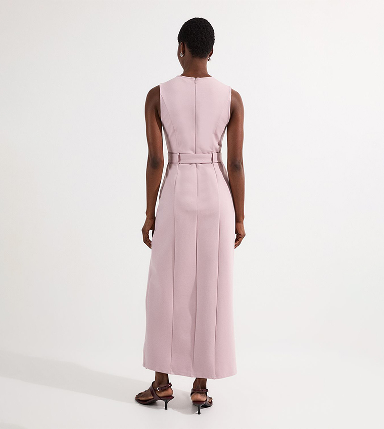 ponte and georgette jersey pleated maxi dress Karen Millen Forever Ponte And Georgette Jersey Pleated Maxi Dress in Black