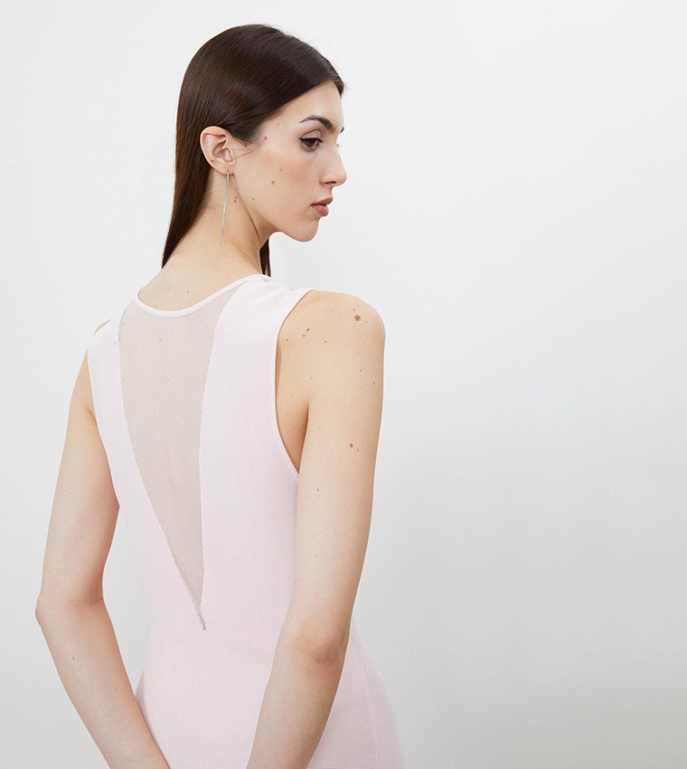 Viscose Blend Sheer Skirt Maxi Knit Dress