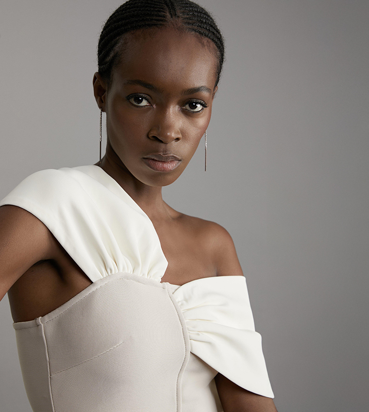 Bow Detail Asymmetric Neck Top