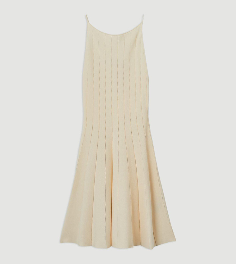 Viscose Blend Sheer Detail Knit Flippy Mini Dress