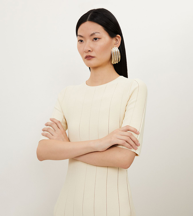 Petite Viscose Blend Filament Knit Midi Dress