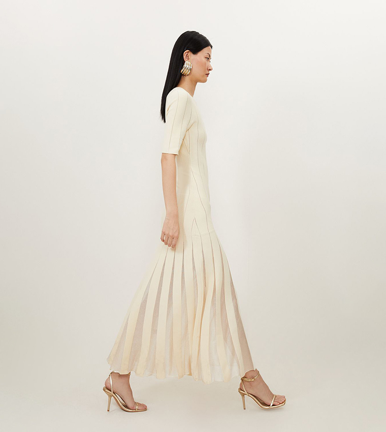 Petite Viscose Blend Filament Knit Midi Dress