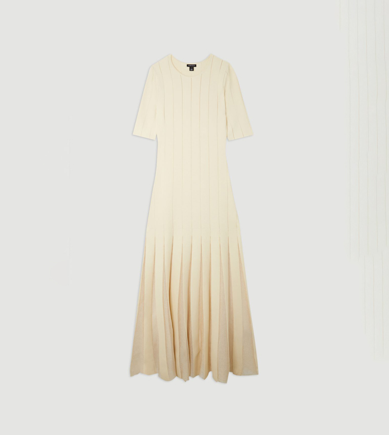 Petite Viscose Blend Filament Knit Midi Dress