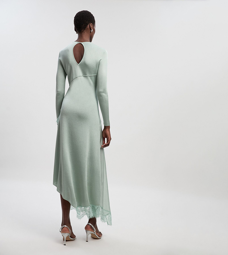 karen millen sage green dress Karen Millen Petite Long Sleeve Jersey Maxi Dress in Sage