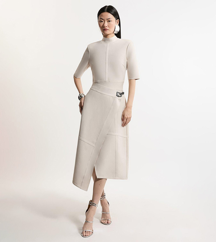 Figure Form Bandage Asymmetric Knit Midi Dress