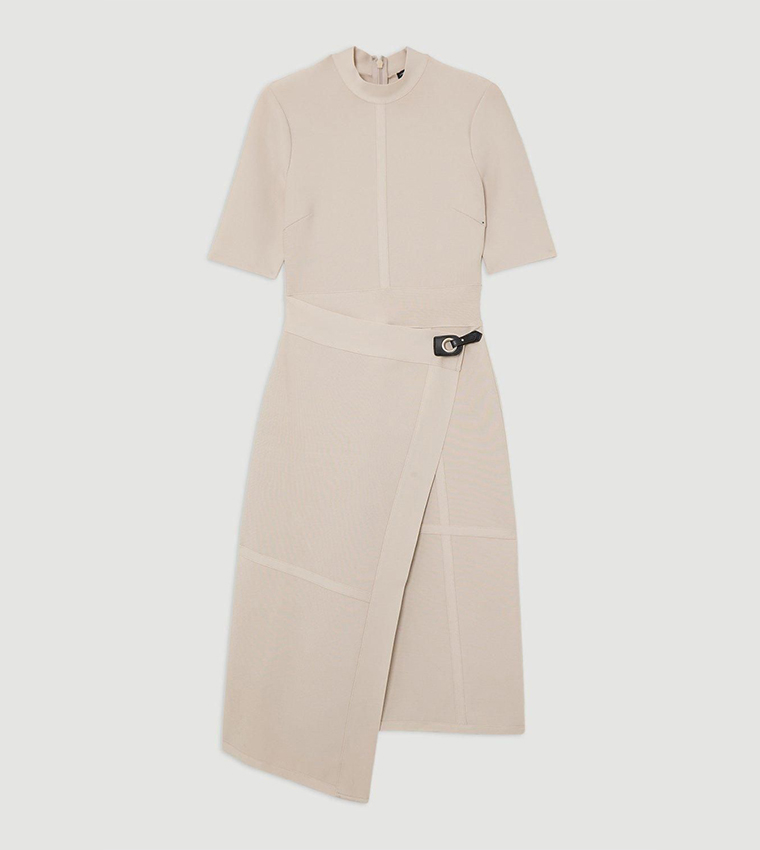 Figure Form Bandage Asymmetric Knit Midi Dress