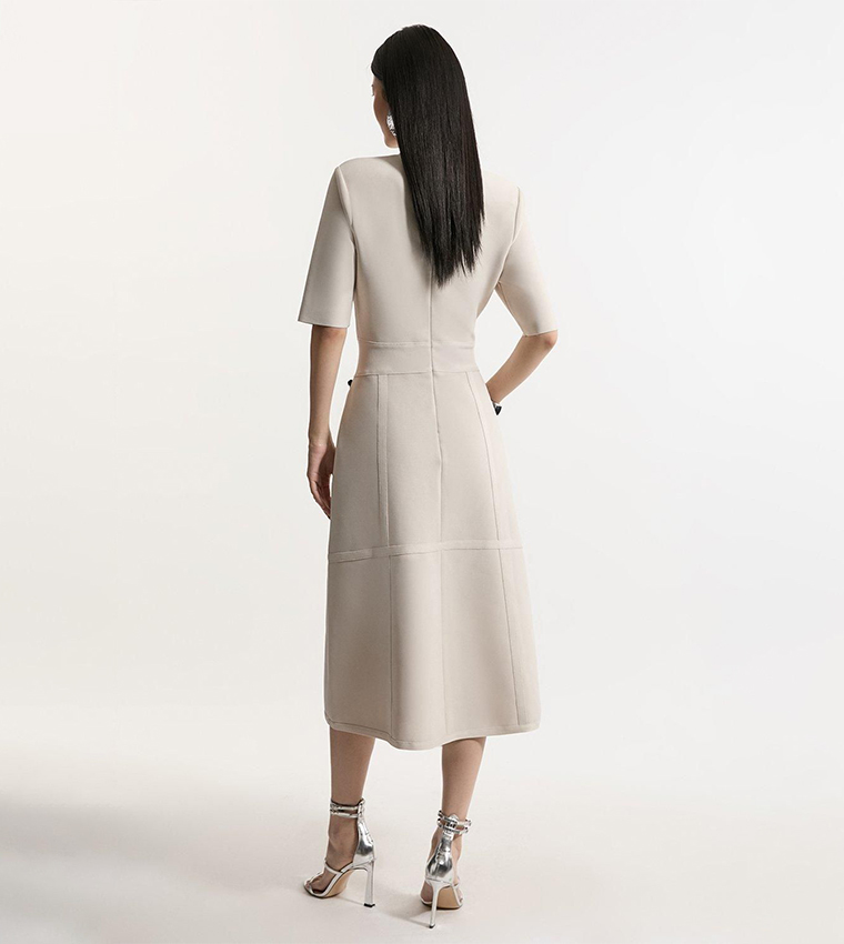 Figure Form Bandage Asymmetric Knit Midi Dress